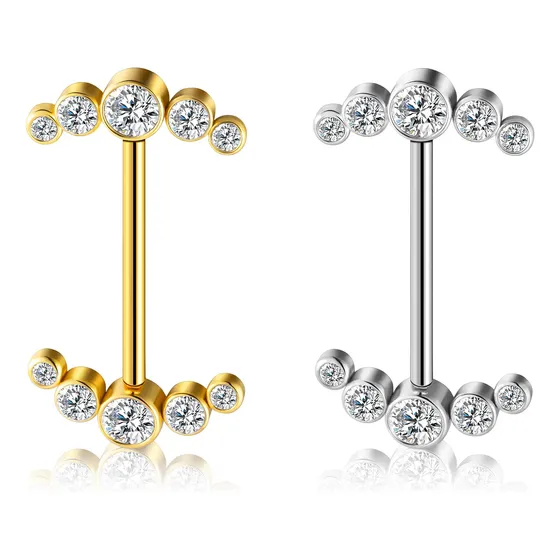 Piercing Mamilo Push Pin Aço Cirúrgico Indiano Strass