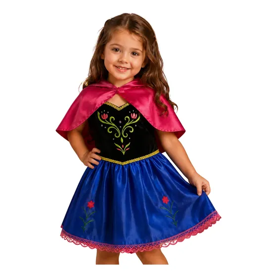 Fantasia Vestido Infantil Frozen Princesa Anna De Arendelle