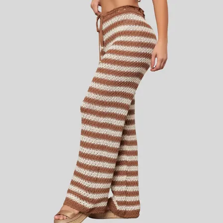 Calça Saída De Praia Tricot Crochê Tendência Moda Praia