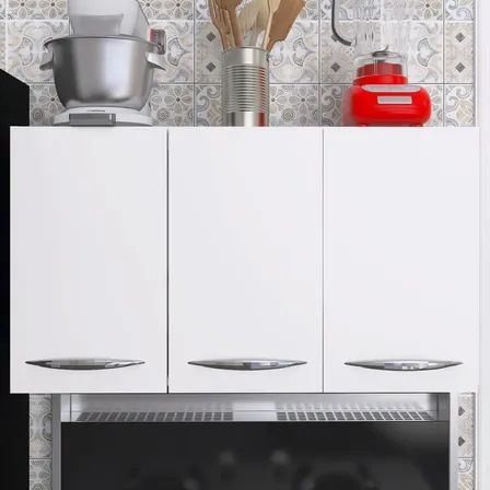 Armário Suspenso Com 3 Portas Multi Uso Preto E Branco