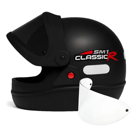 Capacete Moto Masculino San Marino Preto Viseira Fumê Extra