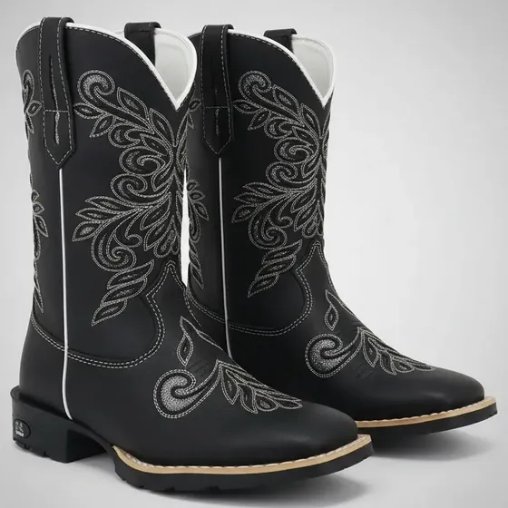 Bota Texana Feminina Couro Moda Country Glitter Western