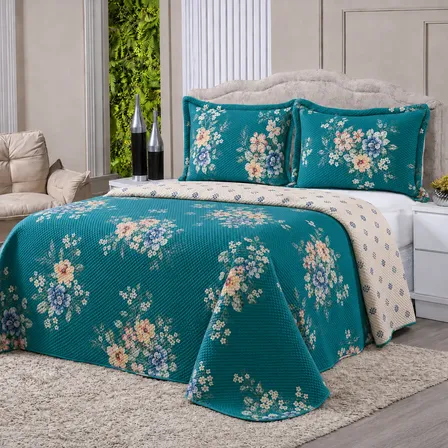 Cobre Leito Colcha Dupla Face Elegancy King 200 Fios Luxo
