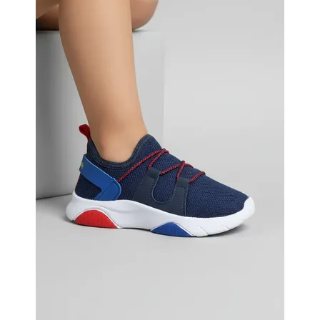 Tenis Infantil Azul Calce Fácil Menino Conforto Pé Com Pé