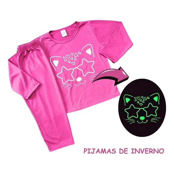 Kit 2 Pijamas - Brilha No Escuro Juvenil Menino Menina