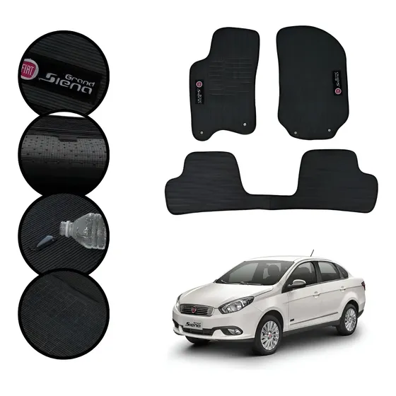 Tapete Borracha Para Fiat Grand Siena 2012 A 2021 Bordado