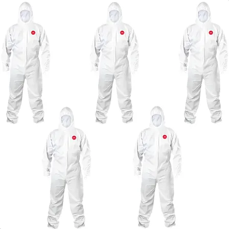 Kit 5 Macacão Descartável Impermeável Química Epi Pintura