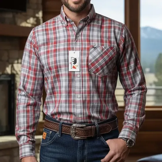 Camisa Bullfighter Masculina Social Country Longa Xadrez