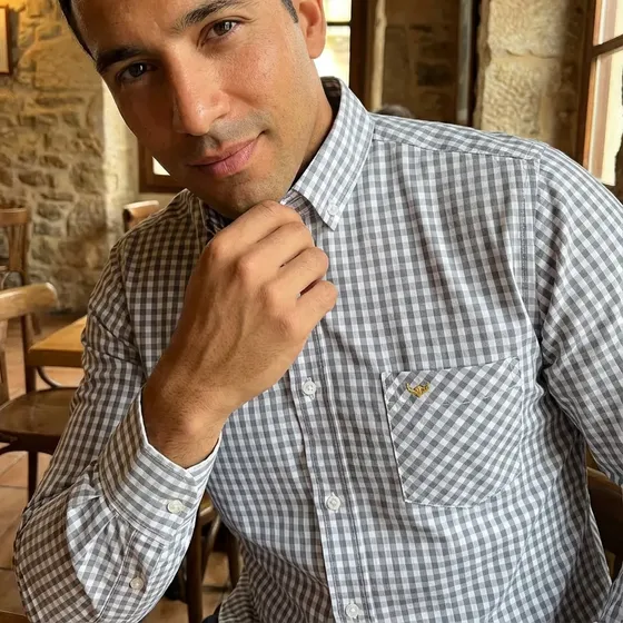 Camisa Masculina Manga Longa Xadrez Vichy Algodão Country