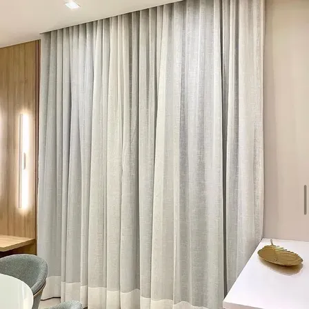 Cortina Trilho Duplo Gaze Linho C/ Blackout 100% 6m X 2,70m