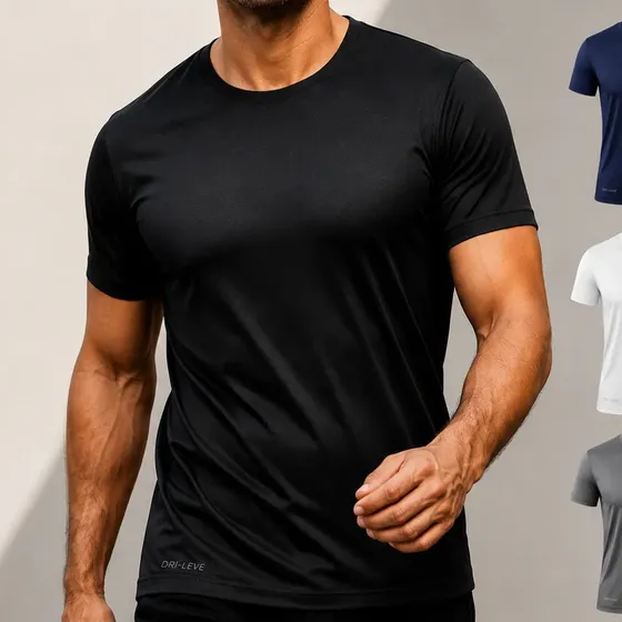 Kit 5 Camiseta Masculina Nanofit Anti Suor Não Amassa Dnanos