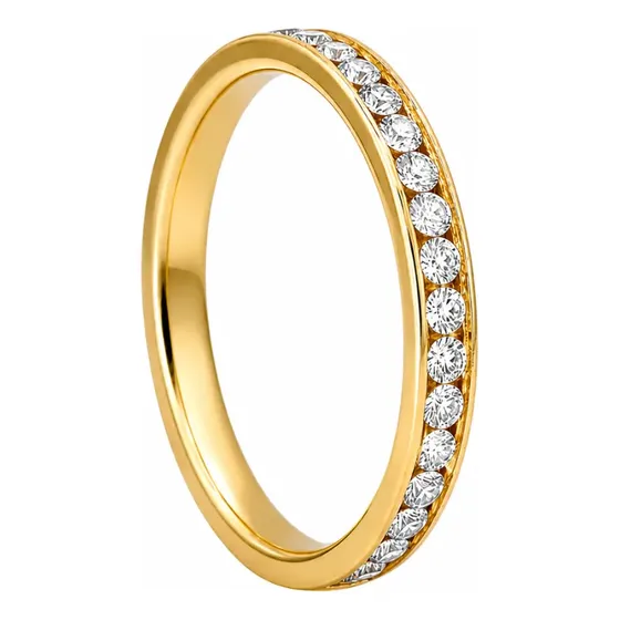 Anel Ouro 18k Aparador Aliança Com Pedras Zircônia Banhada
