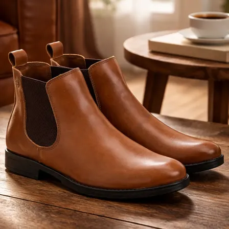 Bota Chelsea Nobuck Minimalista Clássica Couro Liso Legítimo