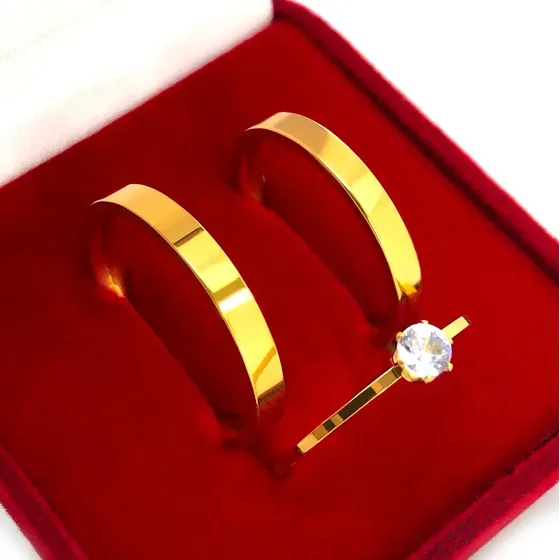 Par Alianças Moedas Antigas 3mm C/ 10 Banhos De Ouro 18k