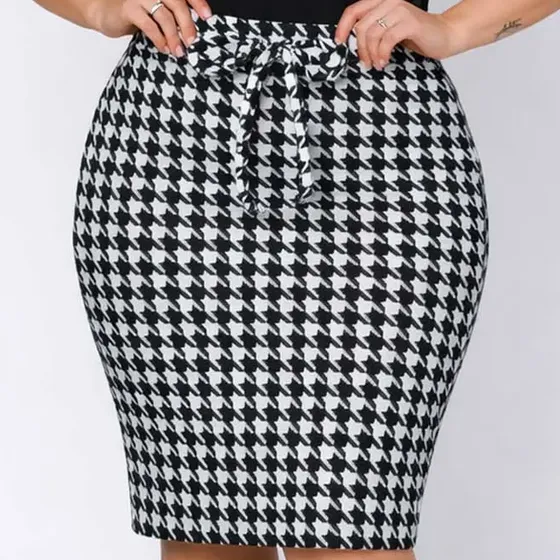 Saia Midi Lápis Plus Size Crepe Alta Infinite Variedades