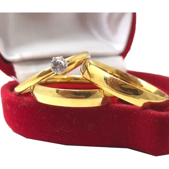 Par De Alianças Ouro 18k Casamento Tungstênio 4mm + Anel