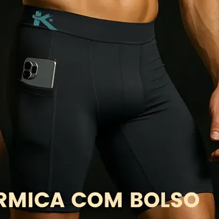 Bermuda Térmica Masculina Com Bolso Anti Assadura Academia