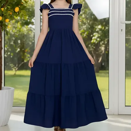 Vestido Longo Infantil Juvenil Três Marias Rodado 10 Ao 16
