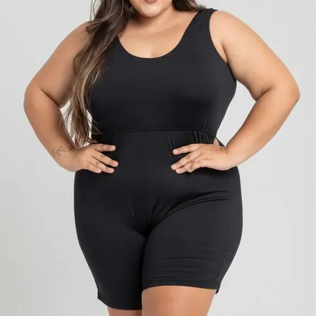 Maio Macaquinho Plus Size Hidroginástica E Natação Promoção!