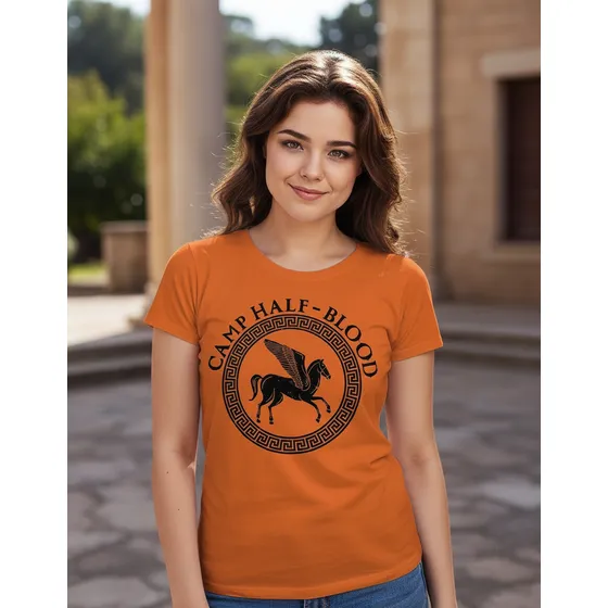 Camiseta Babylook Camp Half Blood Percy Jackson Algodão 4550