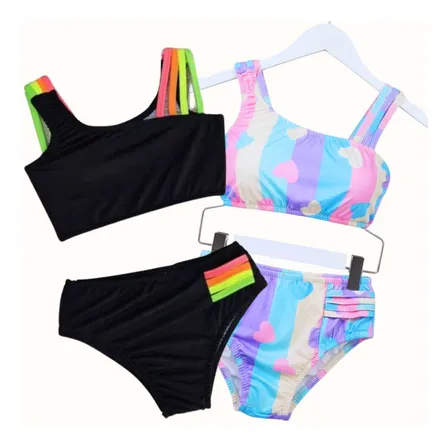 Kit 2 Biquínis Infantil Menina Moda Praia Piscina Com Forro