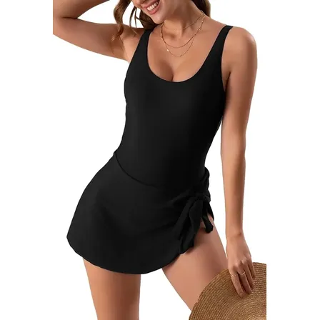 Maiô Vestido Feminino Com Controle De Barriga Com Saia