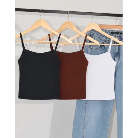 Kit 3 Regatinhas Femininas Suplex Forro Duplo Básica Casual