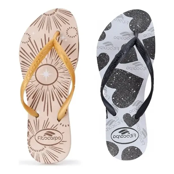 Kit 2 Chinelo Estampado Feminino Confortável Para Passeios
