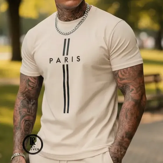 Kit Camiseta 100% Algodão + Bermuda Moletom Paris Ii