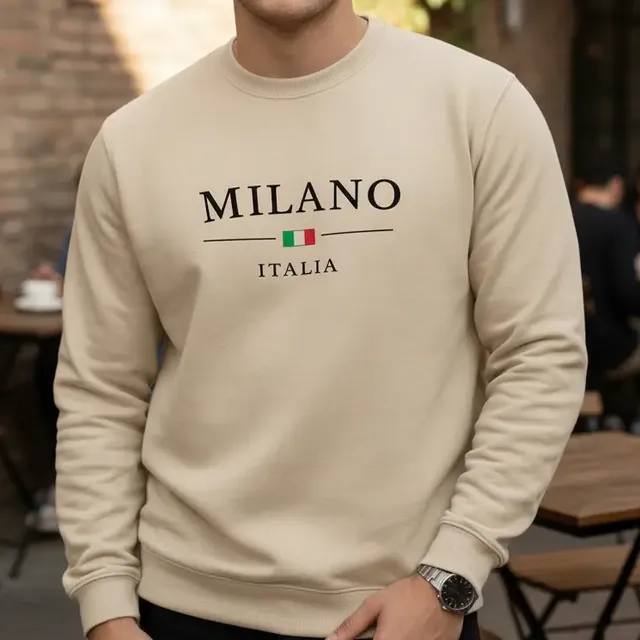 Moletom Careca Milano Italia Gola Redonda Suéter Flanelado