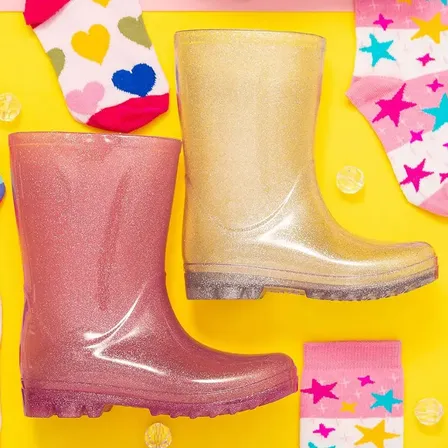 Kit Galocha Glitter + Meia Cano Alto Infantil Menina Fofa