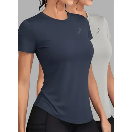 Kit 2 Camisetas Dry Fit Baby Look Feminina Fitness Academia