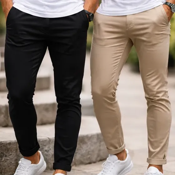 Kit 3 Calças Sarja Masculina Slim Fit Esporte Fino Algodão