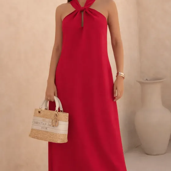 Vestido Longo Feminino Premium Elegante Alça Cruzada Festas