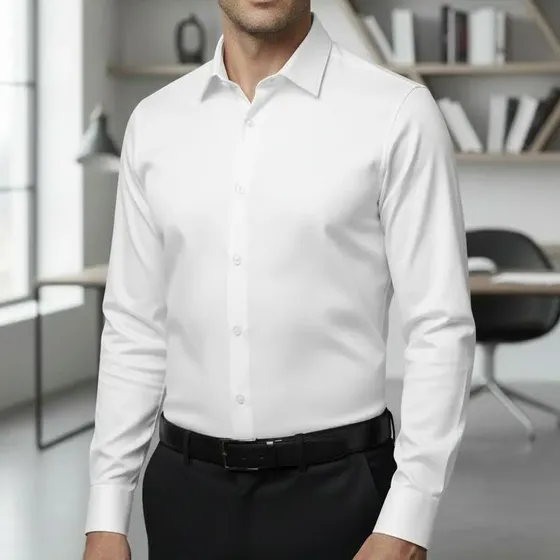 Camisa Social Masculina Slim Fit Premium Manga Longa Lycra