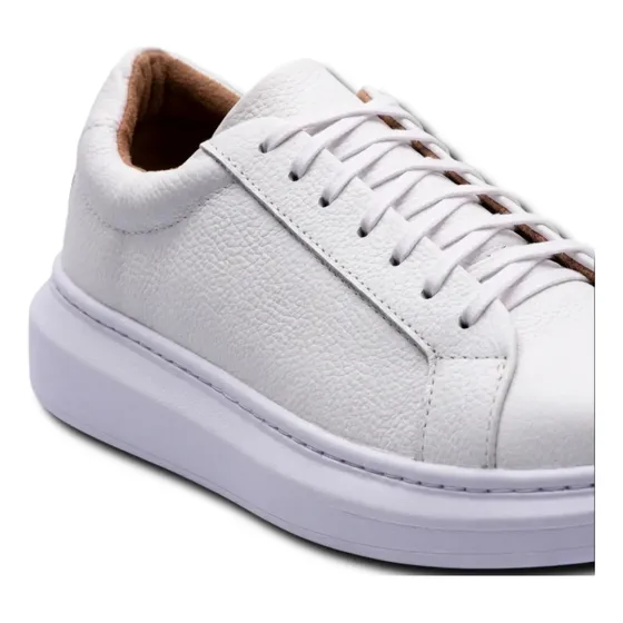 Tênis Em Couro Legítimo Sneaker Branco Casual Matteo Classic