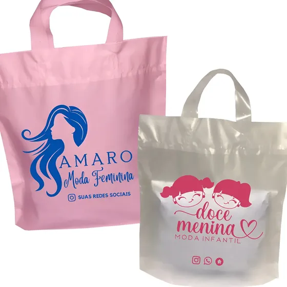 Sacolas Personalizadas Alça Fita Com Sua Logo 100 Unidades