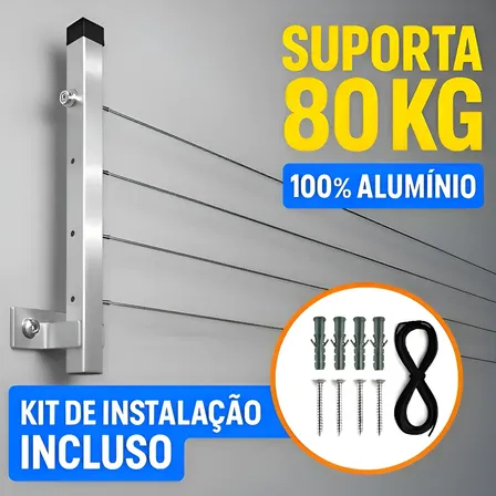 Varal Dobravel 2 Hastes Em Aluminio Premium Até 80kg