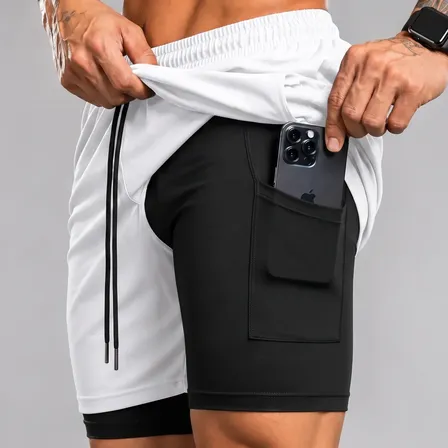 Bermuda 2 Em 1 Short Duplo Masculino Academia Treino Corrida