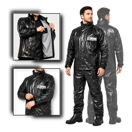 Conjunto Capa Gola Alta Chuva Moto Emborrachada Impermeável