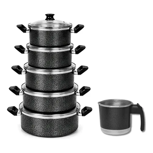 Kit Jogo De Panelas 6 Peças Com Tampa De Vidro Para Cozinha