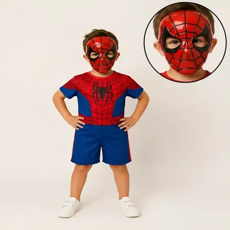 Fantasia Homem Aranha Infantil 1/10 C/ Máscara Rigida Curto