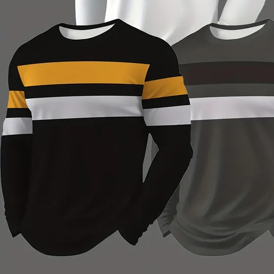 Conjunto De Tres Camisetas De Manga Larga Para Hombre
