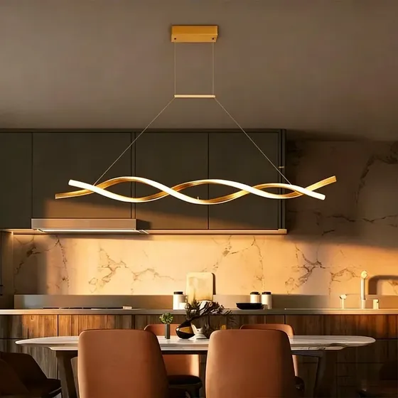 Luminária Led Para Teto Com Design Torcido, Dourada/preta