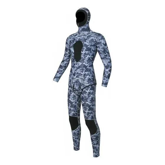 Cam De Roupa De Mergulho Com Capuz Para Caça Submarina De 3