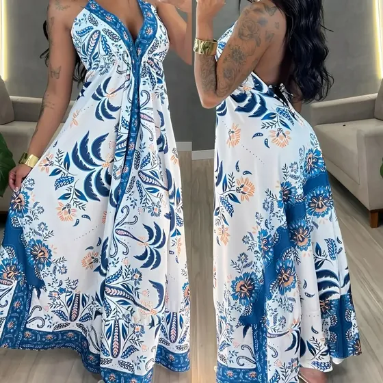 Vestido Longo Bojo Decote Profundo