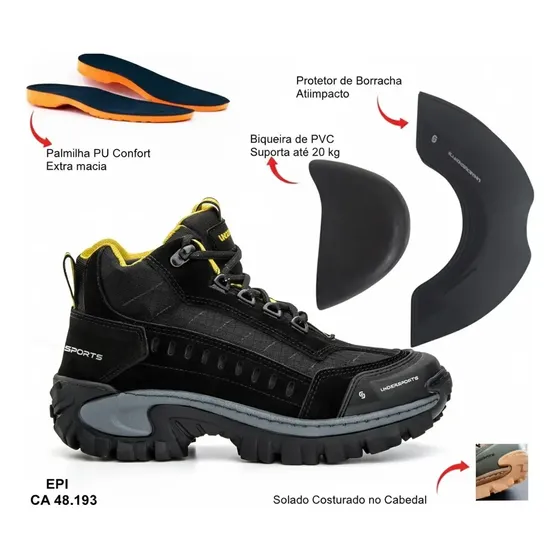 Bota Coturno Unissex Biqueira Pvc Segurança Adventure