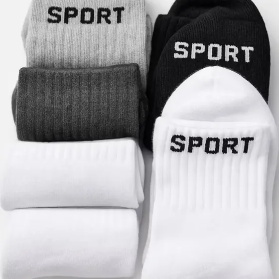Kit 6 Pares Meias Cano Alto Algodão Para Esporte Academia