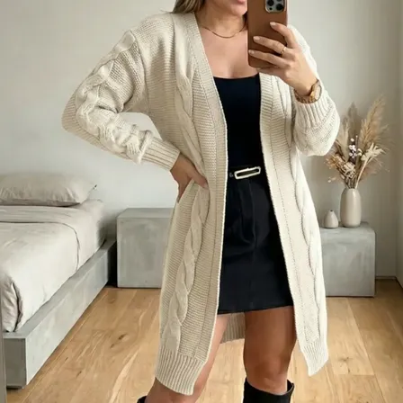 Cardigan Casaco Feminino Tricot Frio Grosso Moda Inverno
