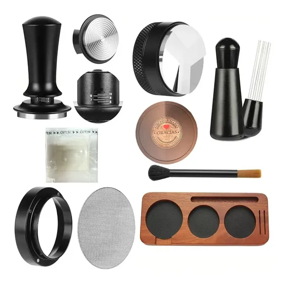 Kit Barista Profissional 7 Pecas Base Madeira 51/53/58mm-